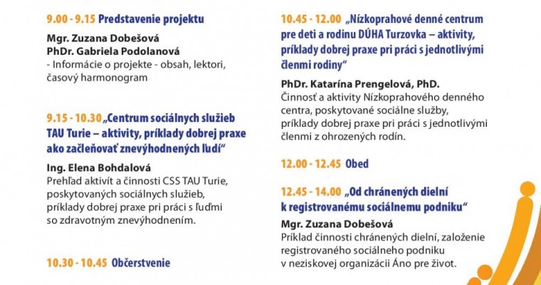 Seminár Zariadenia sociálnych služieb a chránené pracoviská